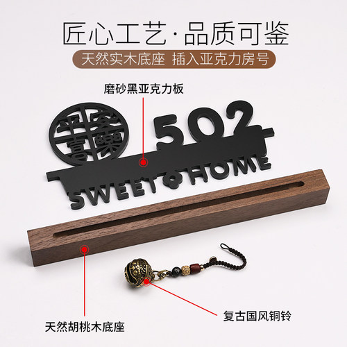 门牌号码牌家用高级感入户门装饰定制2026年新款欢迎回家轻奢创意挂饰数字户外家庭房间号logo感应灯挂牌订制 - 图1