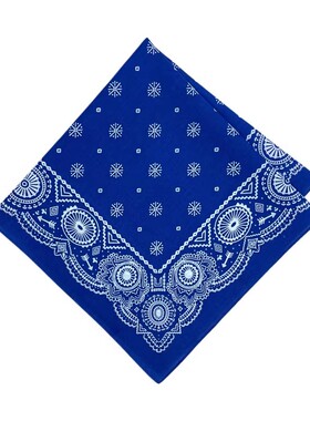 英国单Bandana 靛蓝色纯棉复古花卉佩斯利花纹小方巾头巾发带围巾