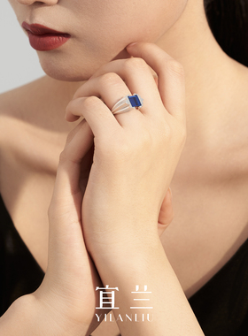 周传雄同款宜兰珠宝国际金奖绪光蓝戒指925银复古时尚指环礼物
