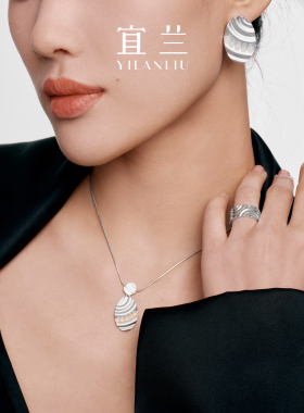 宜兰珠宝银色玛瑙项链女简约高级时尚原创精致锁骨链气质节日礼物