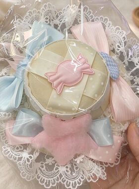 Lolita手作双子星蕾丝蝴蝶结帽夹