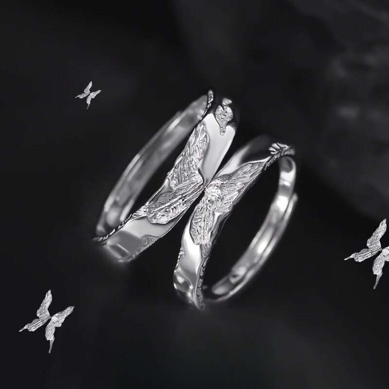 Fengliandieyi S999 sterling silver couple ring original design