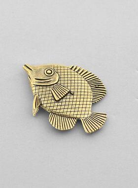 黄铜海鱼摆件创意桌面办公室摆件家居客厅小铜器纯铜工艺品摆件