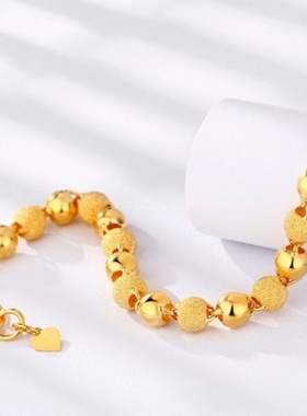 正品沙金手链女纯时尚