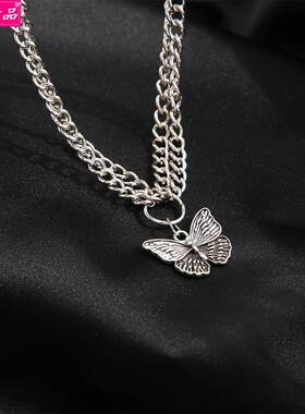 retro punk style choker alloy butterfly pendant necklace 新