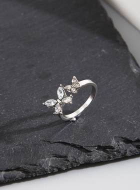New Diamond Inlaid Butterfly Rings Joint Ring 小众设计关节戒