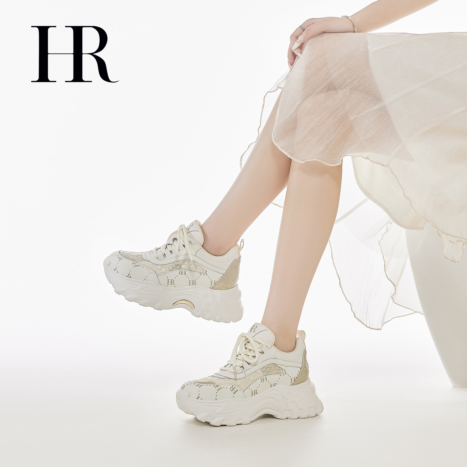 HR赫莲娜老爹鞋2025秋季新款女鞋子厚底新中式百搭刺绣休闲运动鞋,淘宝优惠券,粉丝福利购,淘宝优惠卷