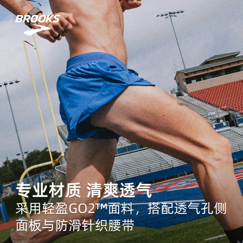 BROOKS布鲁克斯官方男士三分短裤跑步透气运动裤子可收纳健身薄款 - 图1
