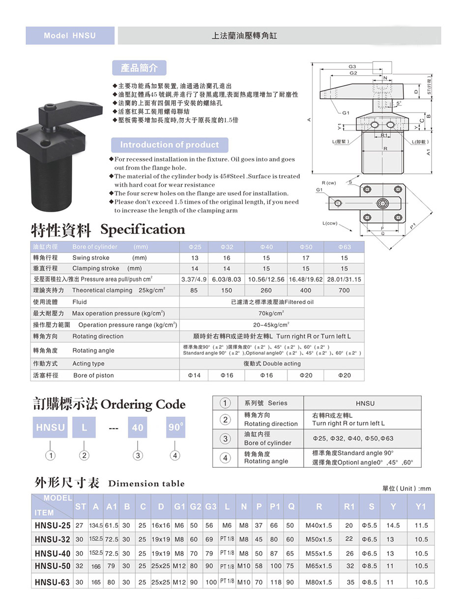 HNSUL-25/32转角油缸HNSUR-40模具HNU50上法兰油路板型工装63夹具 - 图2