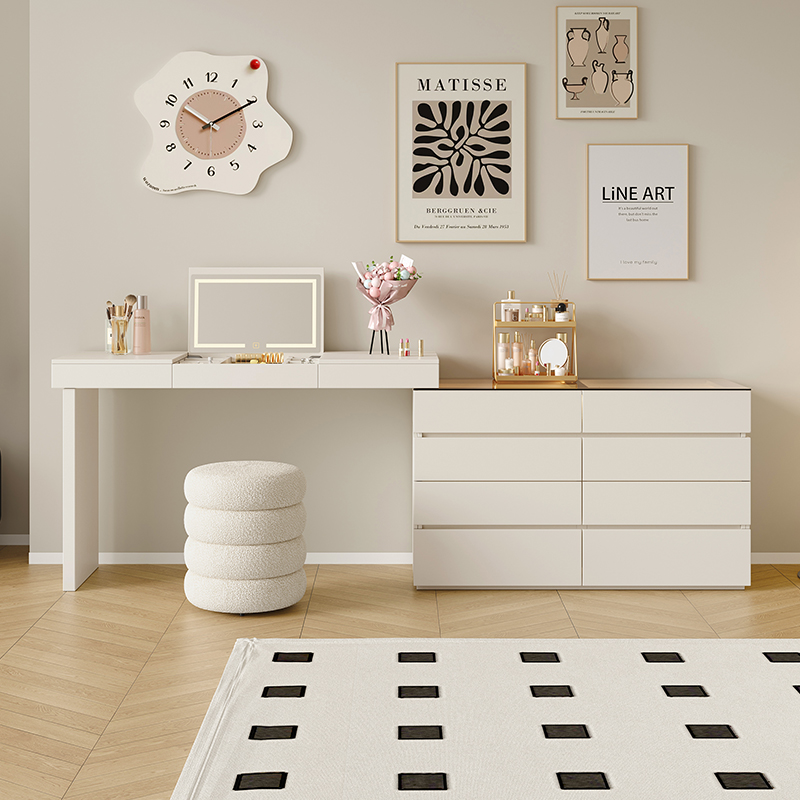 梳妆台斗柜一体现代简约多功能伸缩化妆桌卧室家用大容量收纳柜 - 图1