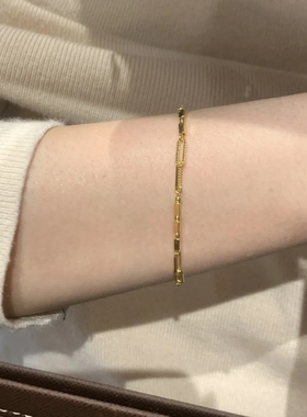 金色几何小方块手链女款清冷感