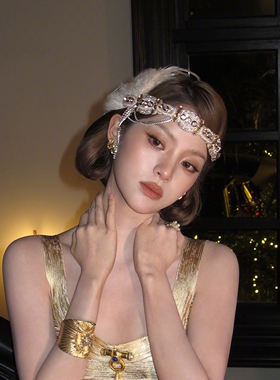 古希腊女神！超闪羽毛头饰女发带