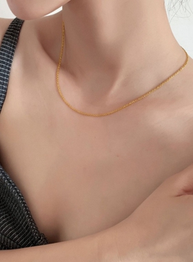 18K金项链素链不掉色链子锁骨链