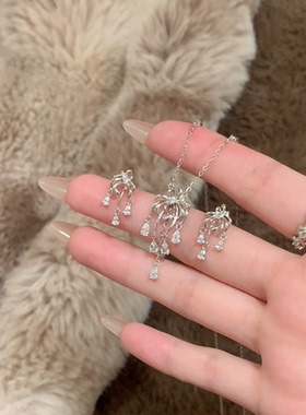 水滴烟花项链女款千金感同款耳钉