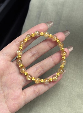 拉丝仿金发晶猫眼珠水晶手链女款