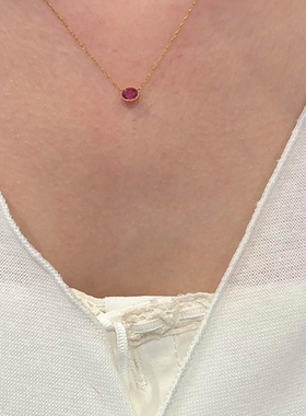 爆闪迷你仿红色水晶吊坠项链女款