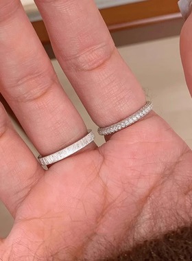 爆闪八芒星素圈戒指女小众设计感