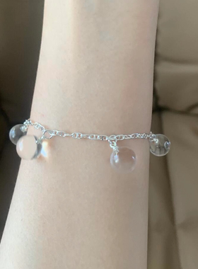 冰透仿白水晶手链女轻奢小众精致