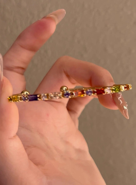 叠戴多巴胺彩色手镯女爆闪手链女