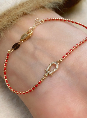 本命年红绳马蹄手链女编织手绳