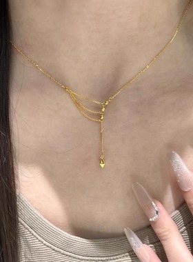 金色蹦迪珠流苏项链女款千金感