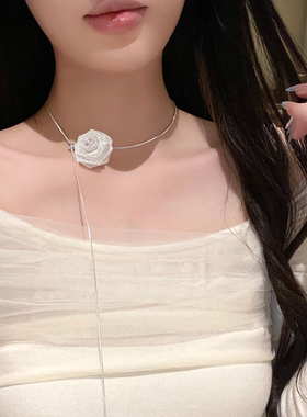 花朵项链女2025新款配饰轻奢小众