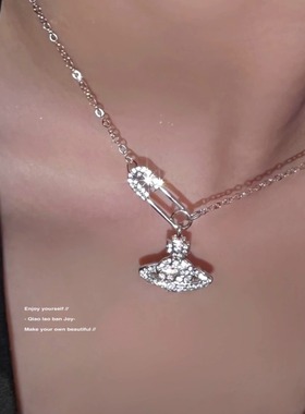 土星别针项链西太后风配饰女颈链