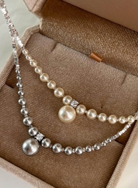 渐变仿碎银子珍珠项链女2026新款