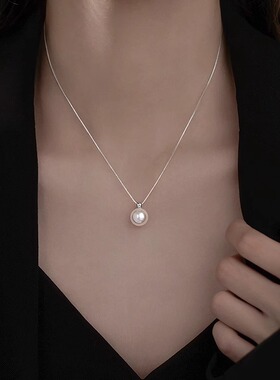 简约仿珍珠吊坠项链女款轻奢小众