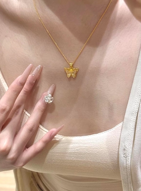 爆闪蝴蝶项链女款千金感锁骨链女