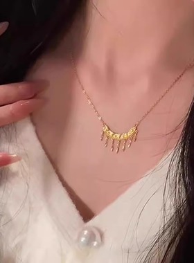 弯月流苏项链女轻奢小众锁骨链女