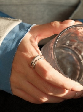 双层线条戒指女小众设计轻奢指环