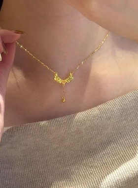 爆闪爱心羽翼项链女款轻奢锁骨链