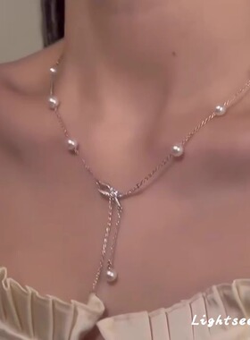 蝴蝶结仿珍珠项链女2025新爆款