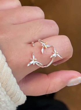 韩系兰花戒指小众设计高级感指环