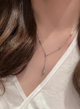 水滴流苏项链2026新款锁骨颈链女