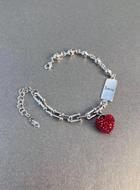 红色心形小熊吊牌手链女款手饰