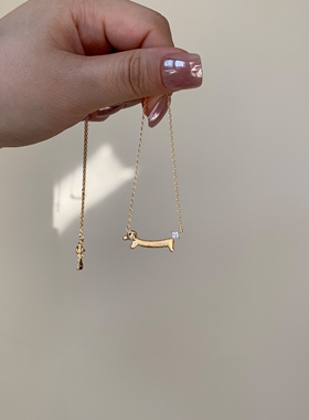 金色微笑小狗项链甜美百搭锁骨链