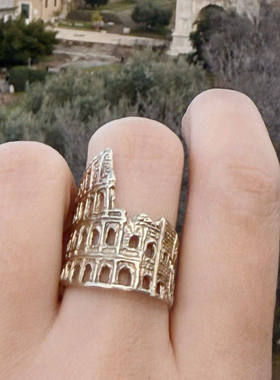 罗马斗兽场戒指女小众设计食指戒