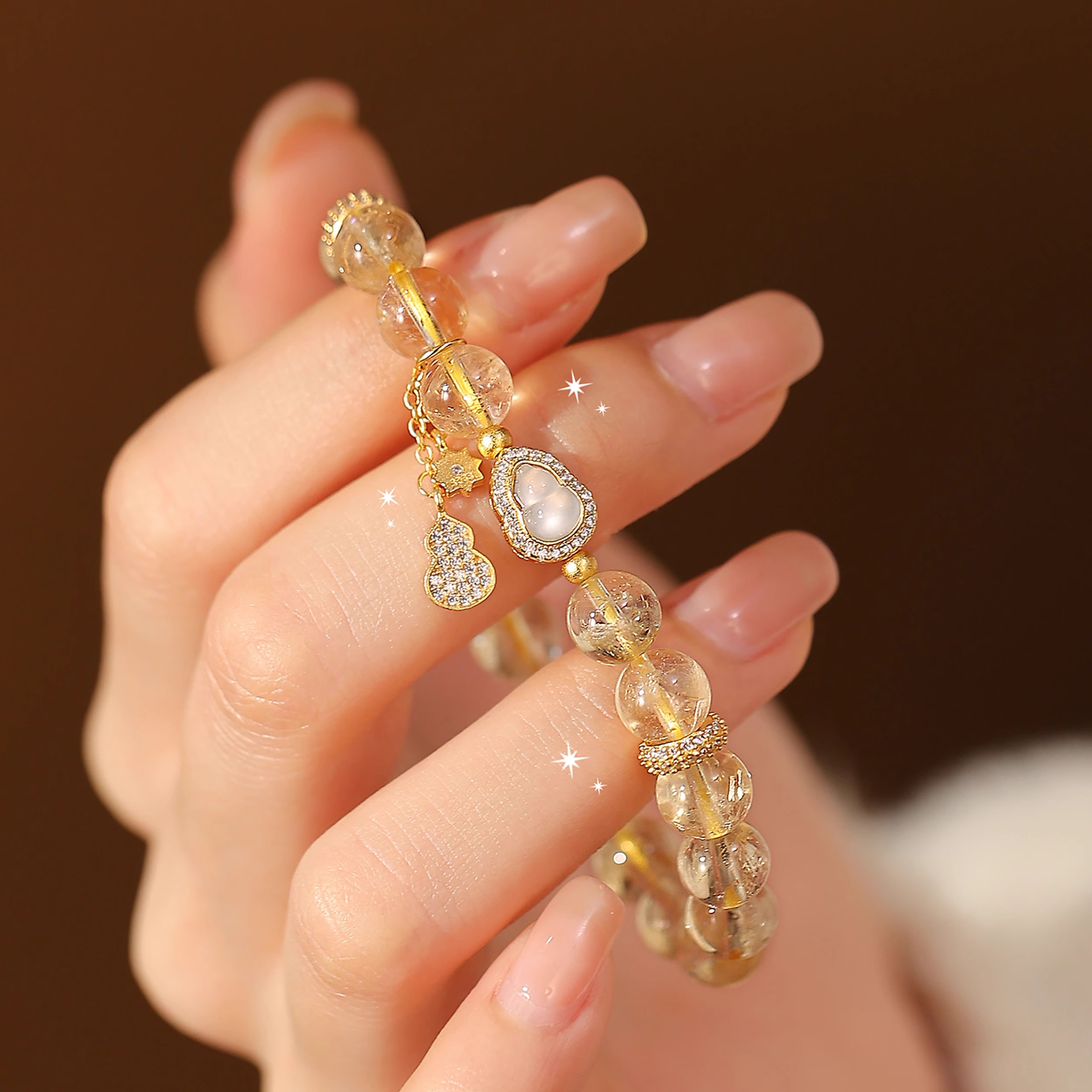 仿黄水晶金发晶葫芦手链女款轻奢小众精致新中式手串女款2025新款 - 图2