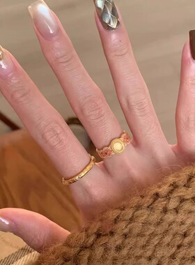 新中式珐琅彩蛋面戒指女小众设计