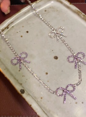 超仙淡紫色蝴蝶结项链女轻奢小众