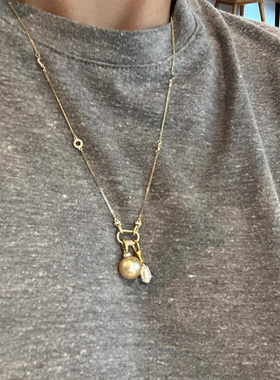 超闪跑环仿珍珠吊坠项链女款轻奢