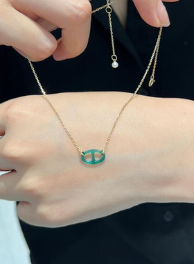 简约绿色猪鼻子项链女款2025新款