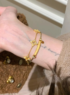 金色四叶草手链女款轻奢小众精致