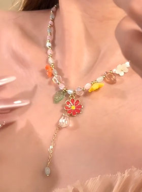 彩色小花项链女2026新款海边配饰