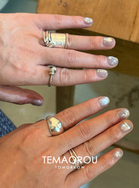 韩系ins宽口银色戒指女2026新款