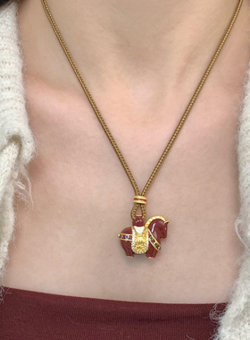 红色生肖马项链女款本命年毛衣链