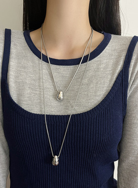 ins风水滴项链女长款毛衣链配饰