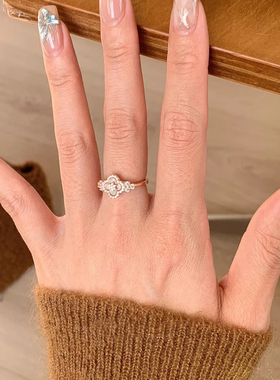 爆闪流光四叶草戒指女名媛千金感